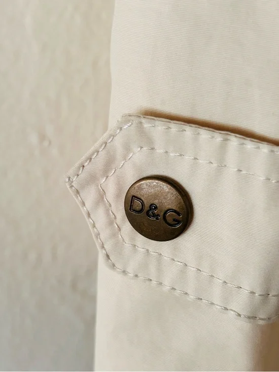D&G Cream Lightweight Trench Coat Nova Check Lining Large - Picture 4 of 7